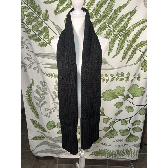 UGG Australia Black Chunky Ribbed Honeycomb Knit Winter Scarf 18002SKE NWT